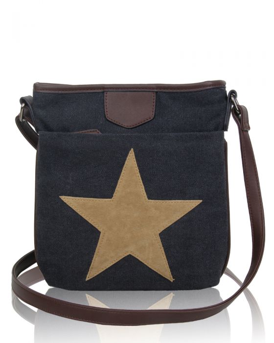 Canvas Star Patterned Cross-Body Bag