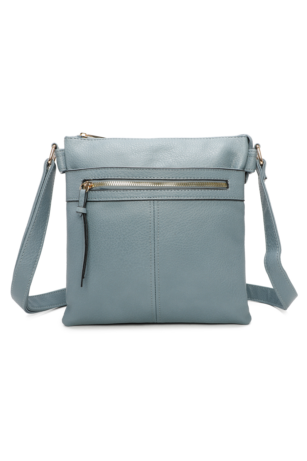 Perry Triple Zip PU Leather Crossbody Messenger Bag