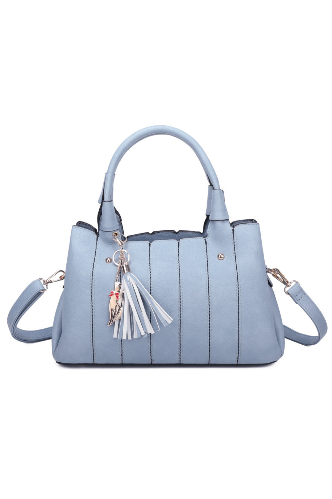 Katze Striped PU Leather Tote Shoulder Handbag with Kitten Charm(RB170853)