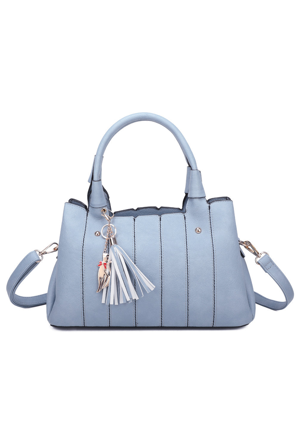 Katze Striped PU Leather Tote Shoulder Handbag with Kitten Charm(RB170853)