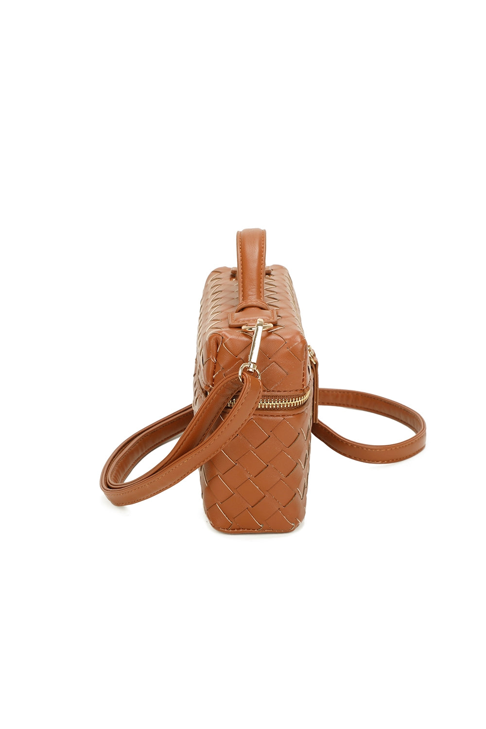 Artisan Woven PU Leather Top-Handle Crossbody Bag - RX25401
