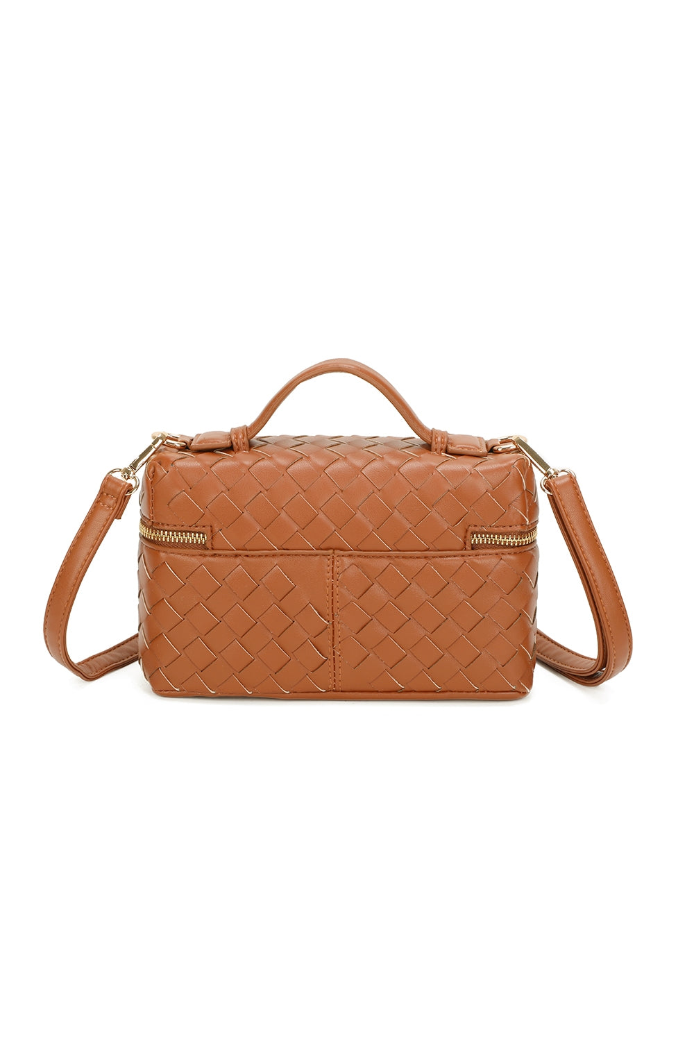 Artisan Woven PU Leather Top-Handle Crossbody Bag - RX25401