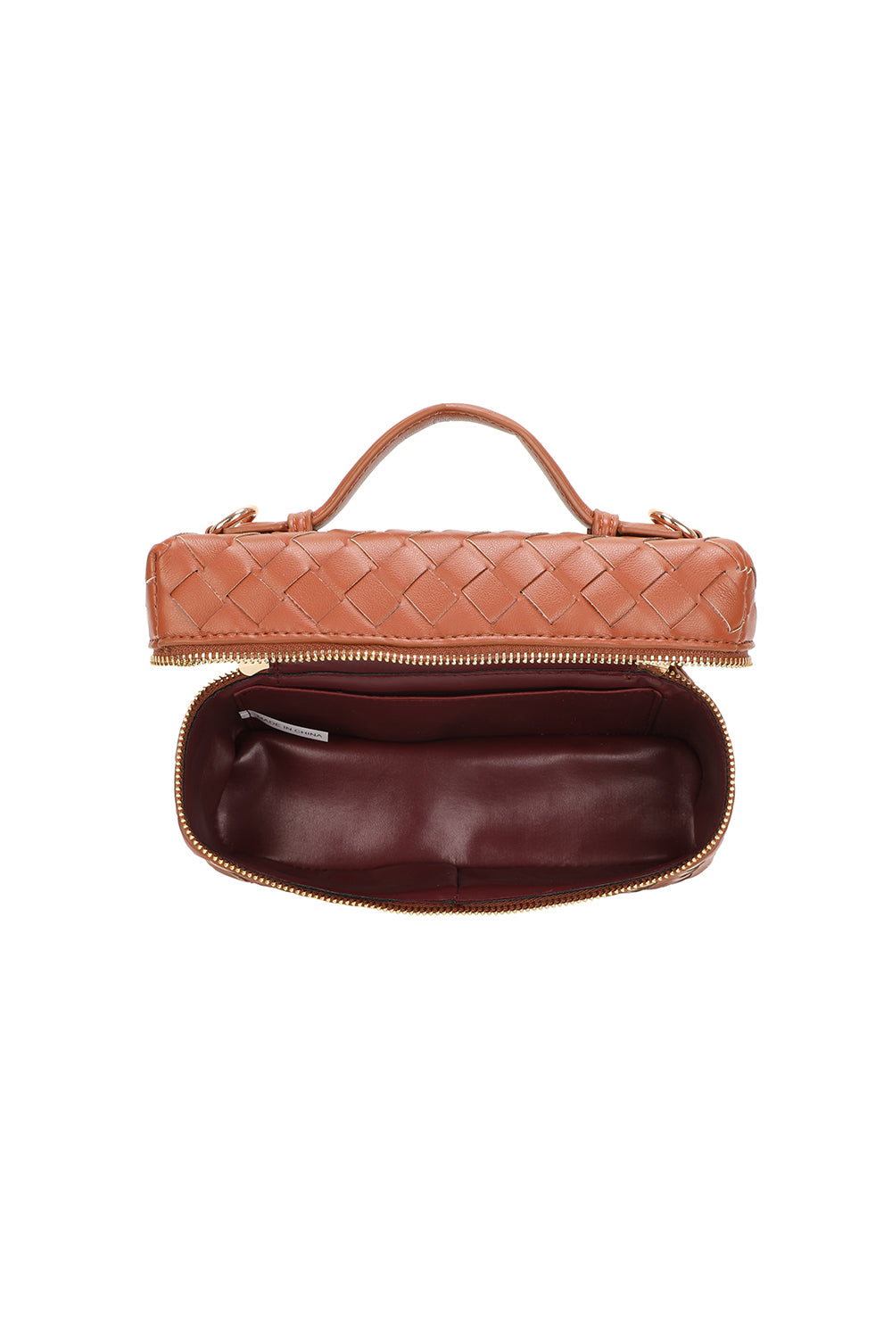 Artisan Woven PU Leather Top-Handle Crossbody Bag - RX25401