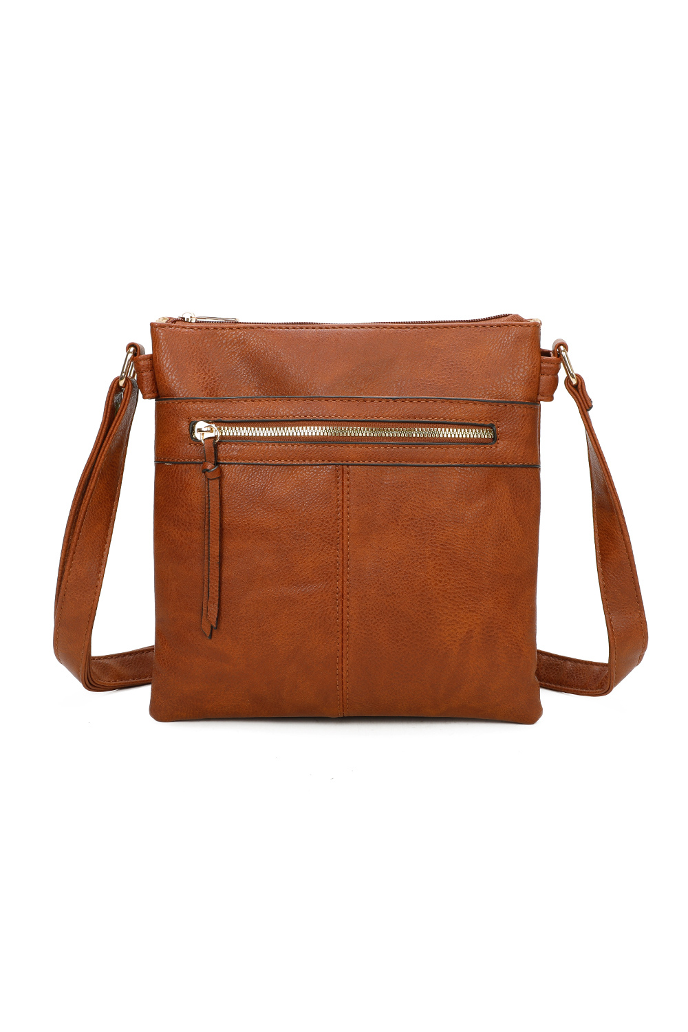 Perry Triple Zip PU Leather Crossbody Messenger Bag