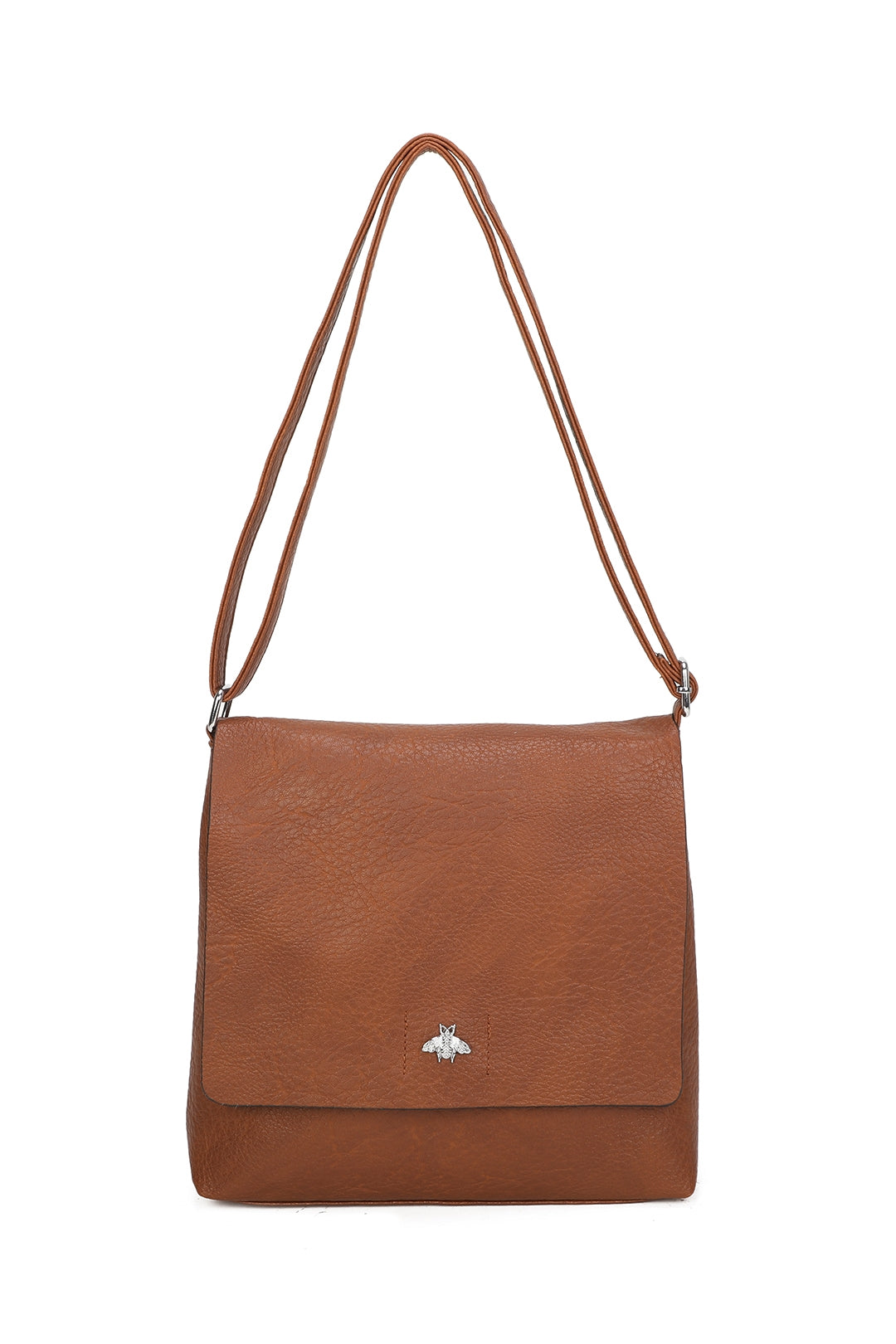 Blanchett Minimalist Flap Bee Badge PU Leather Crossbody Shoulder Bag - RB220813