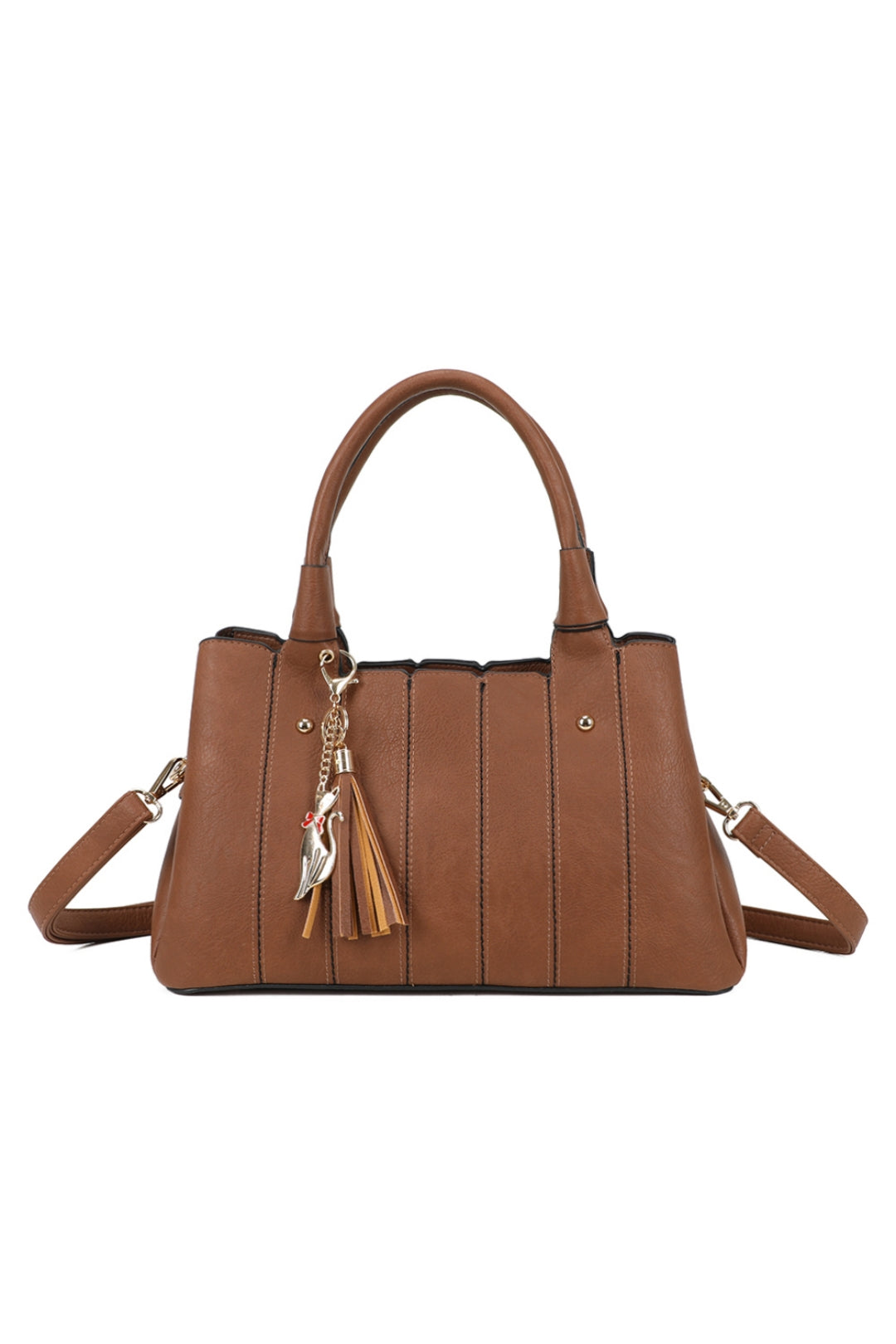 Katze Striped PU Leather Tote Shoulder Handbag with Kitten Charm(RB170853)