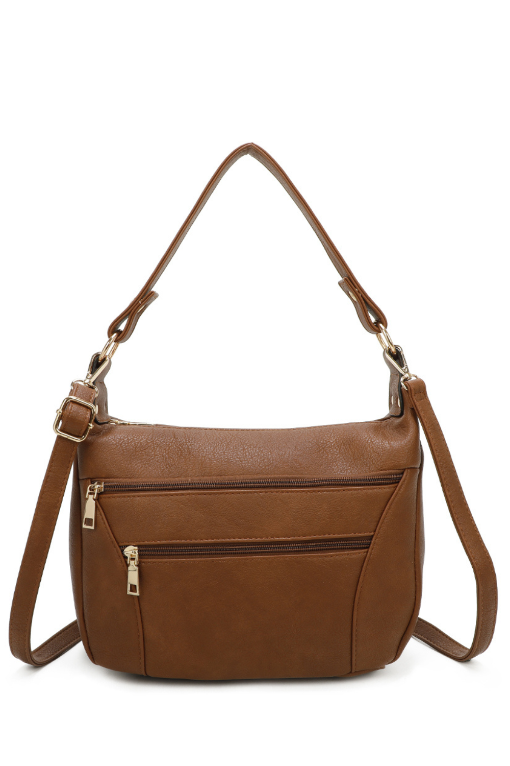 Sims Quadruple Zipped PU Leather Crossbody Shoulder Bag