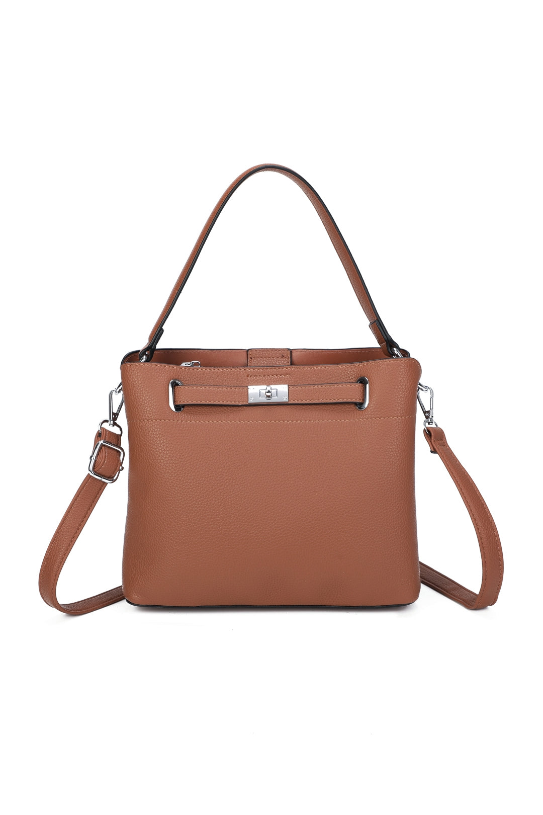 Enro Triple Compartments PU Leather Top Handle Bag With A Lock - RB250953