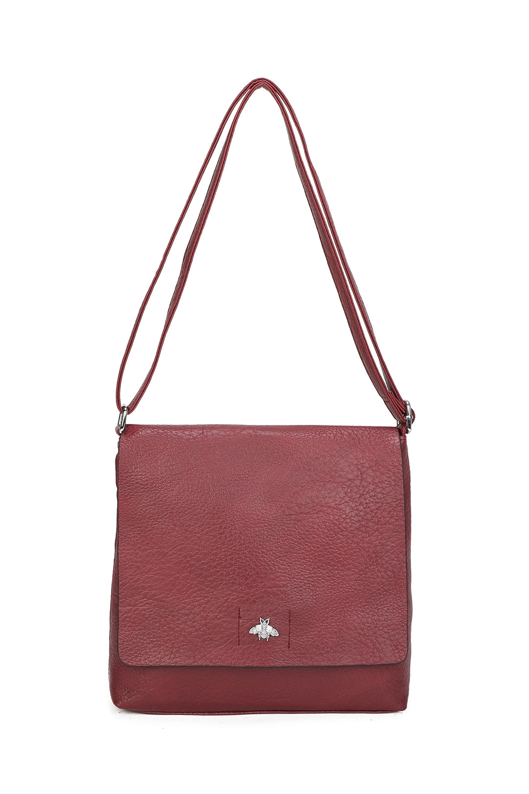 Blanchett Minimalist Flap Bee Badge PU Leather Crossbody Shoulder Bag - RB220813