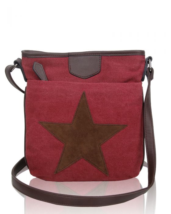 Canvas Star Patterned Cross-Body Bag