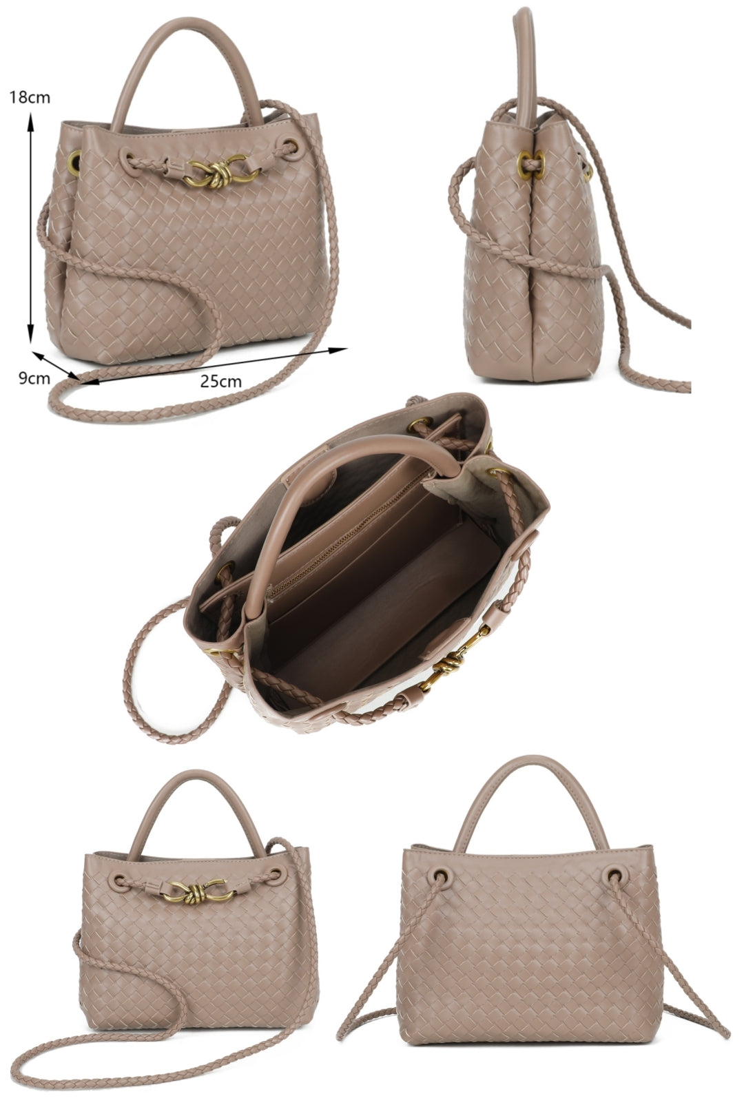 Mirelle Hand-woven Top-Handle Tote Bag With Bronze Knot Detail - RX26402