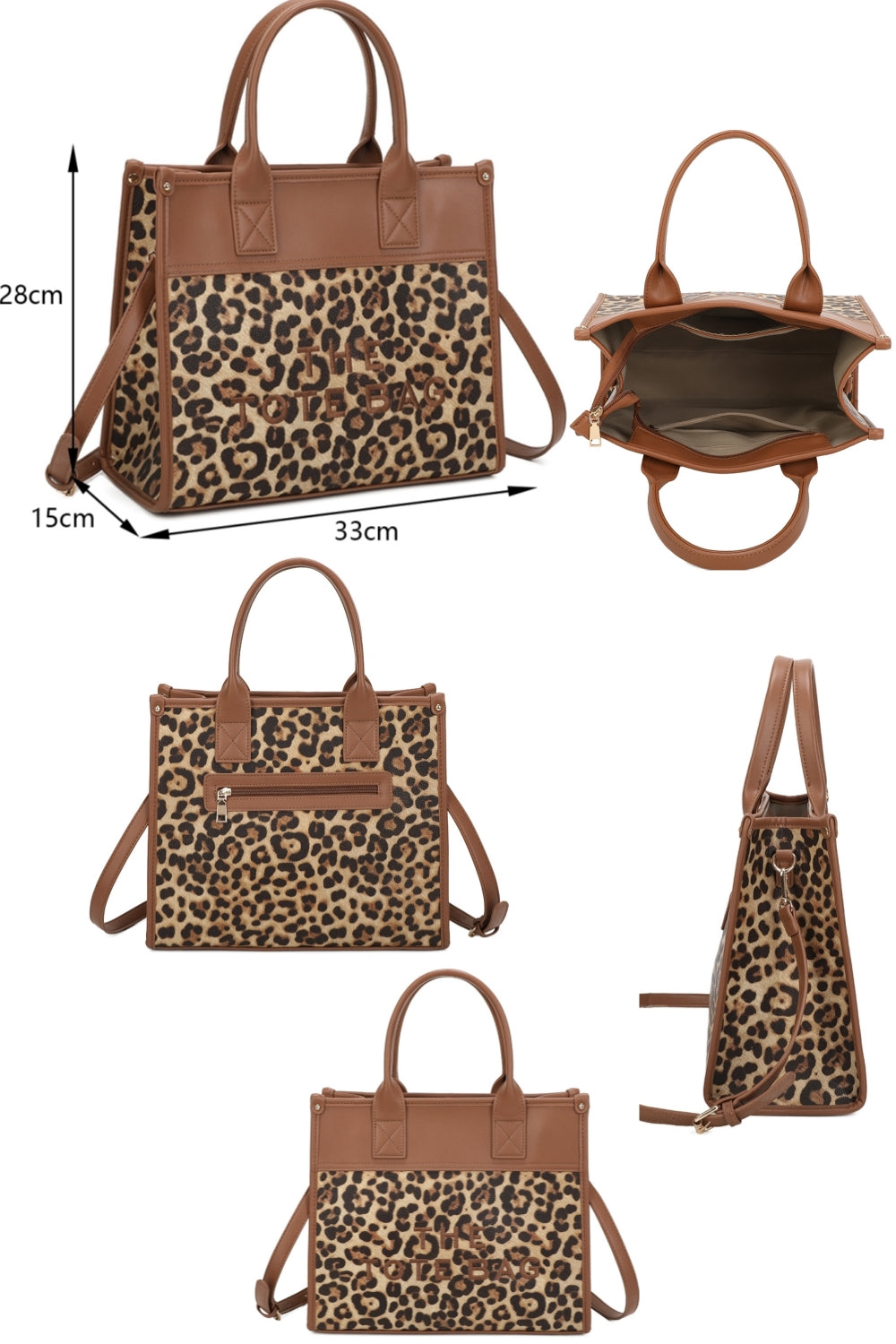 Glam PU Leather Top Handle Crossbody Bag With Leopard Stripes - RB250467