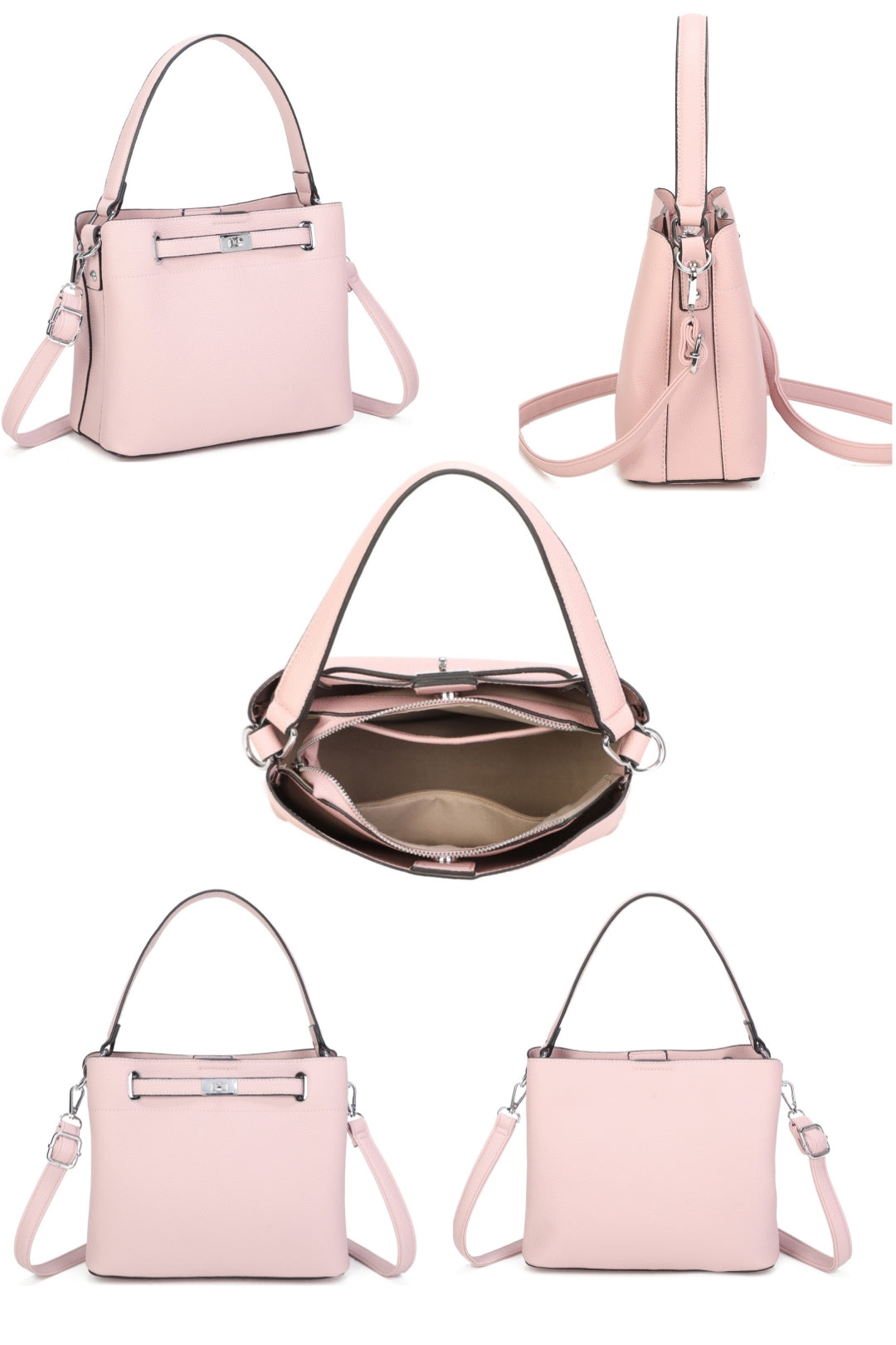 Enro Triple Compartments PU Leather Top Handle Bag With A Lock - RB250953
