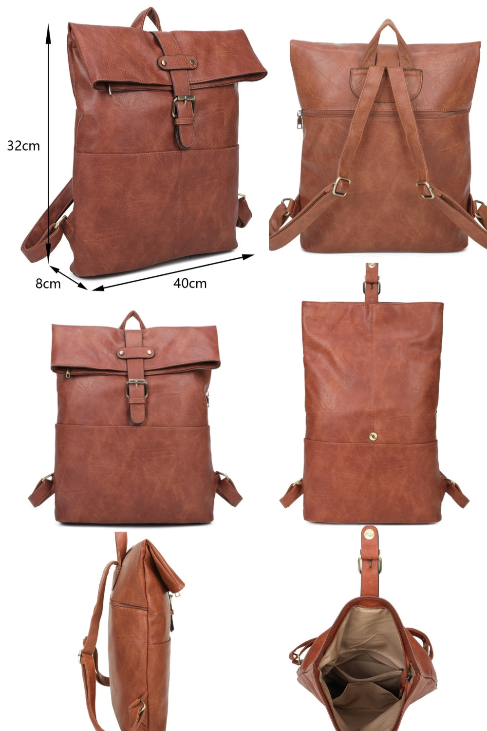 Buckle Style Unisex PU Leather Backpack - RX250581