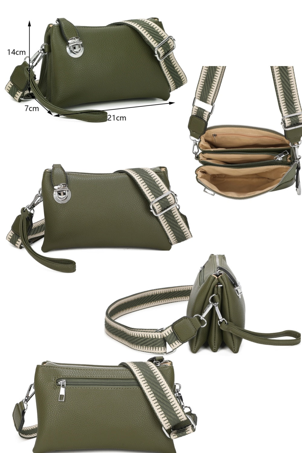 Lunaris Triple Compartment Crossbody Bag With A Fixed Lock - RM250612