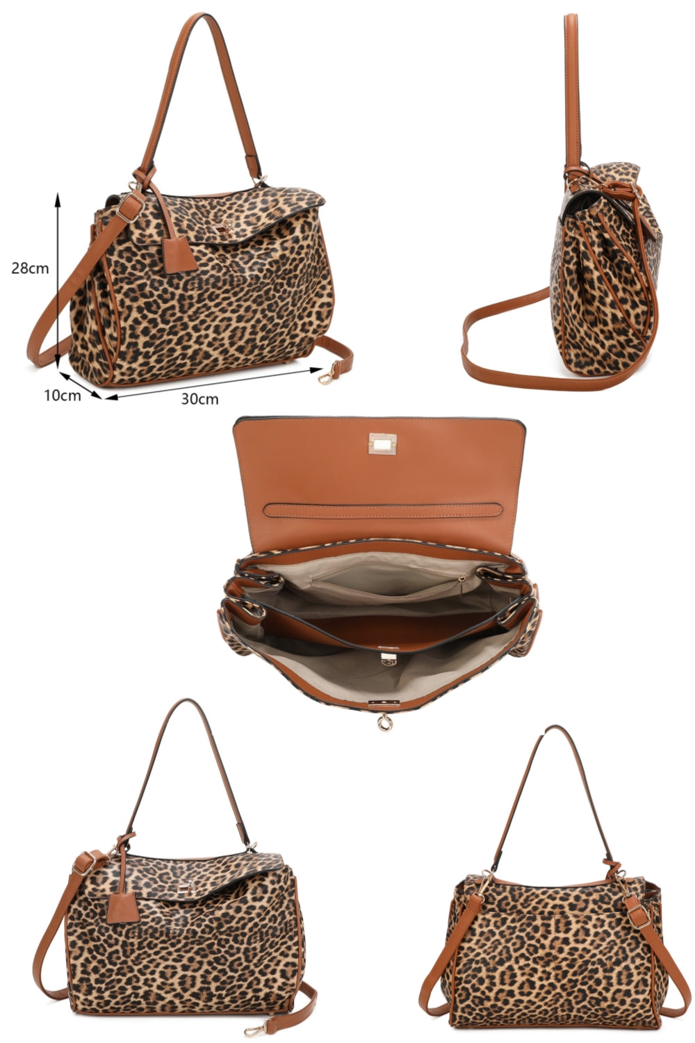 Marbella Leopard Print Shoulder Bag With Extra Removable Strap - RB250466