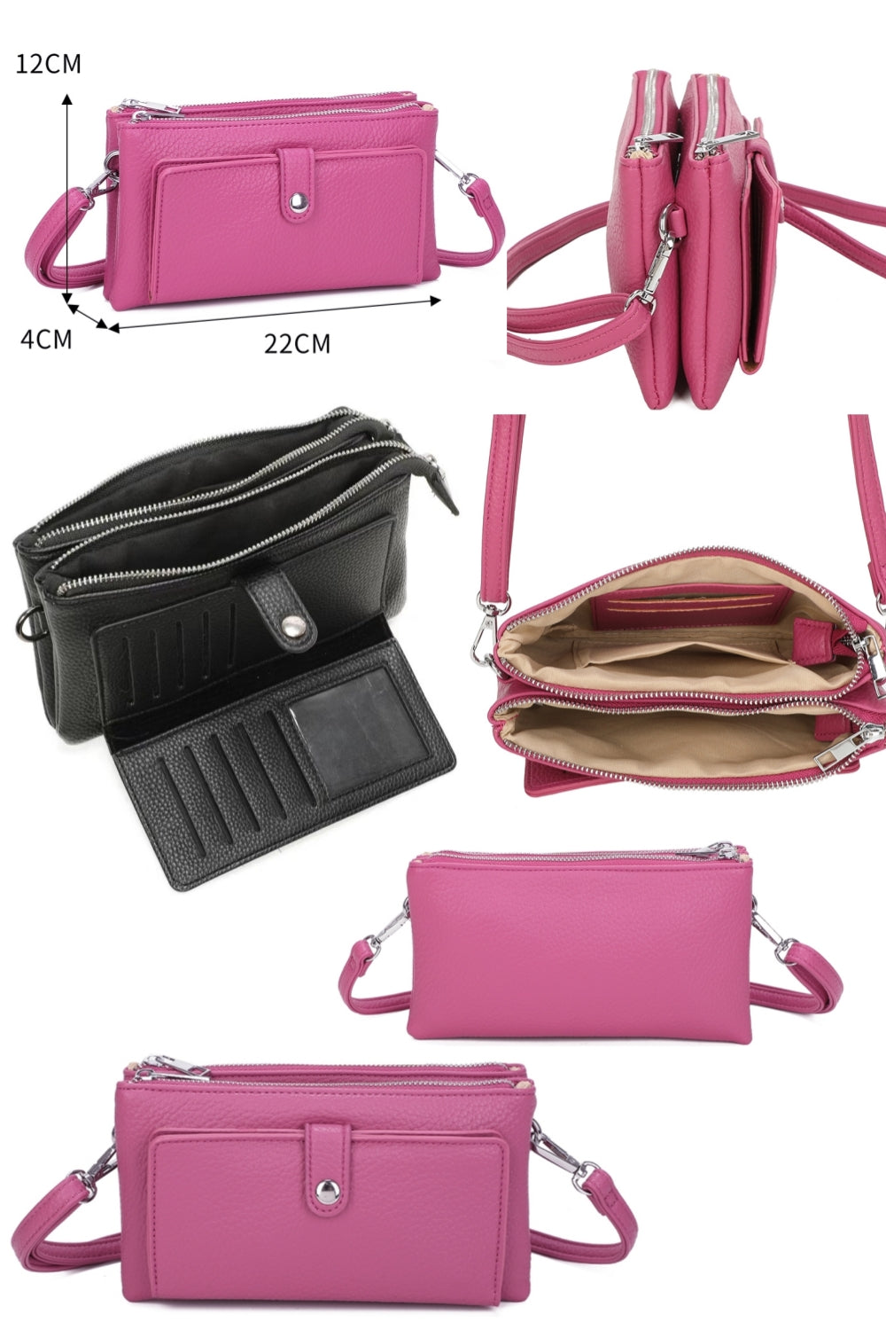 Evia PU Leather Double Compartment Crossbody Wallet Bag - RM250501