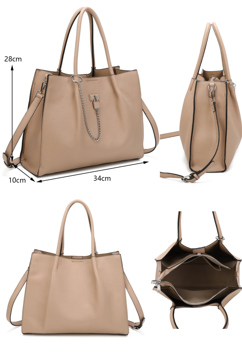 Oversize Triple Compartment C-shaped lock Tote Bag - RB241033