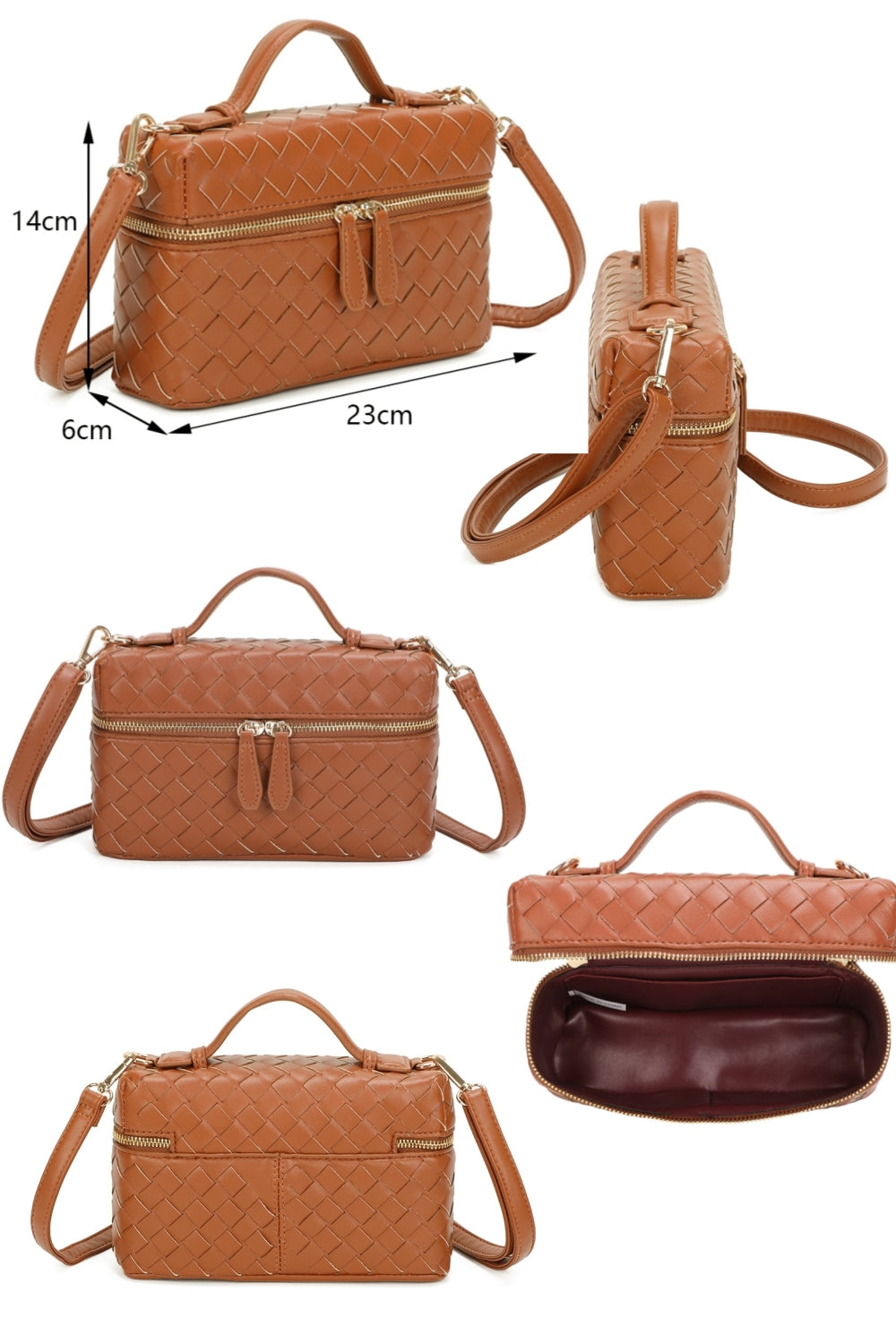 Artisan Woven PU Leather Top-Handle Crossbody Bag - RX25401