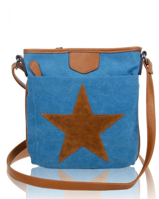 Canvas Star Patterned Cross-Body Bag