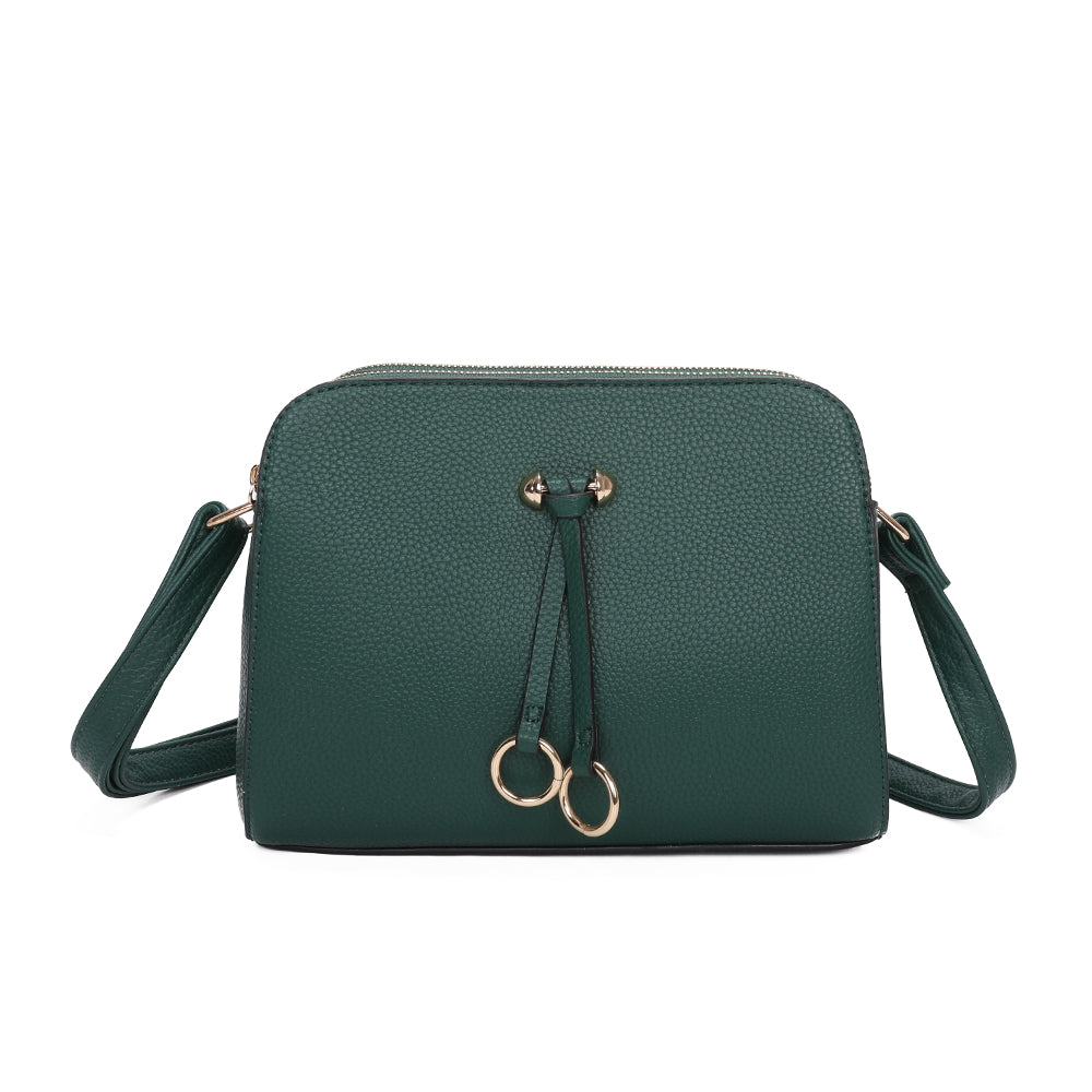 Metz Twin Rings Charm Three Zipped Sections PU Leather Crossbody Bag - RB230621