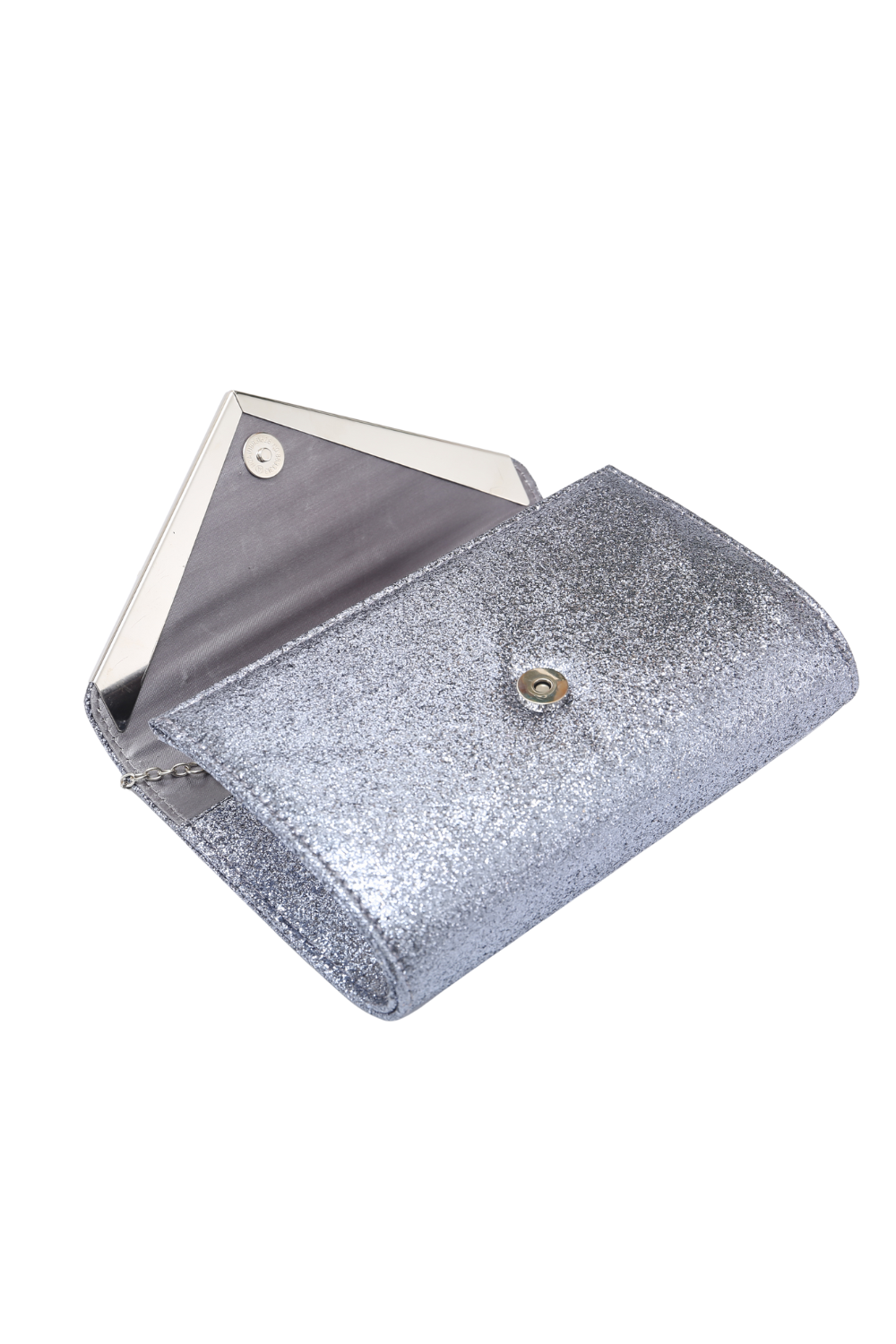 Glitter V Evening Clutch Bag with Chain Strap