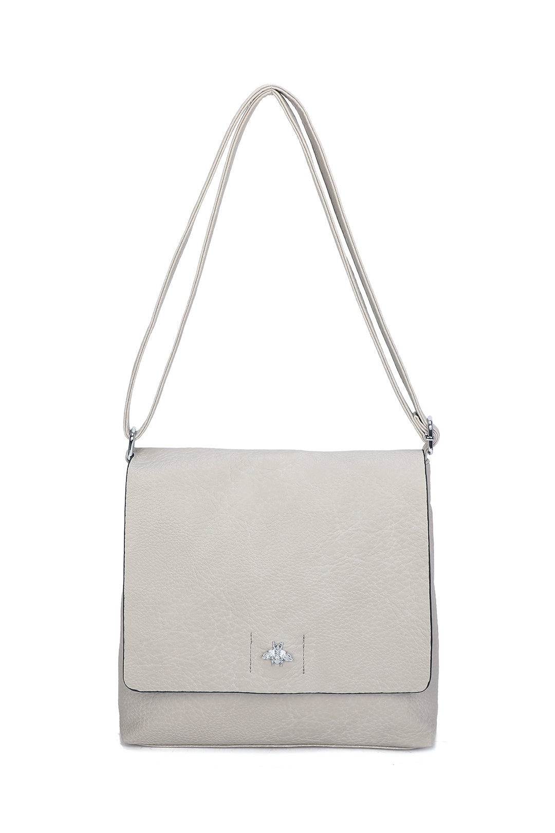 Blanchett Minimalist Flap Bee Badge PU Leather Crossbody Shoulder Bag - RB220813