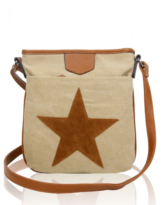 Canvas Star Patterned Cross-Body Bag