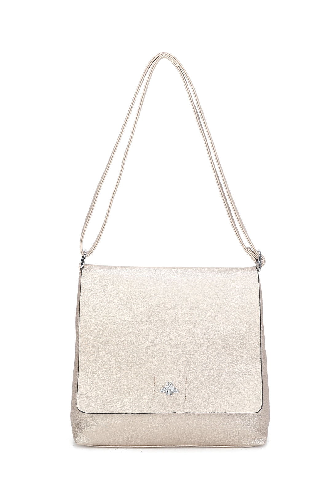 Blanchett Minimalist Flap Bee Badge PU Leather Crossbody Shoulder Bag - RB220813