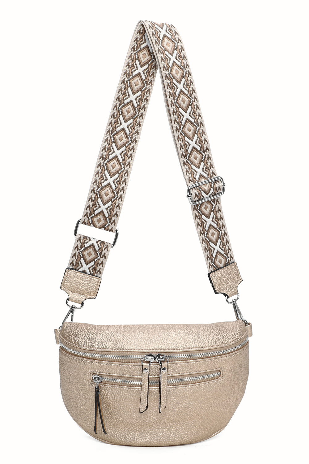 Bara Triple Zip Women's Cross body Bag with Canvas Strap