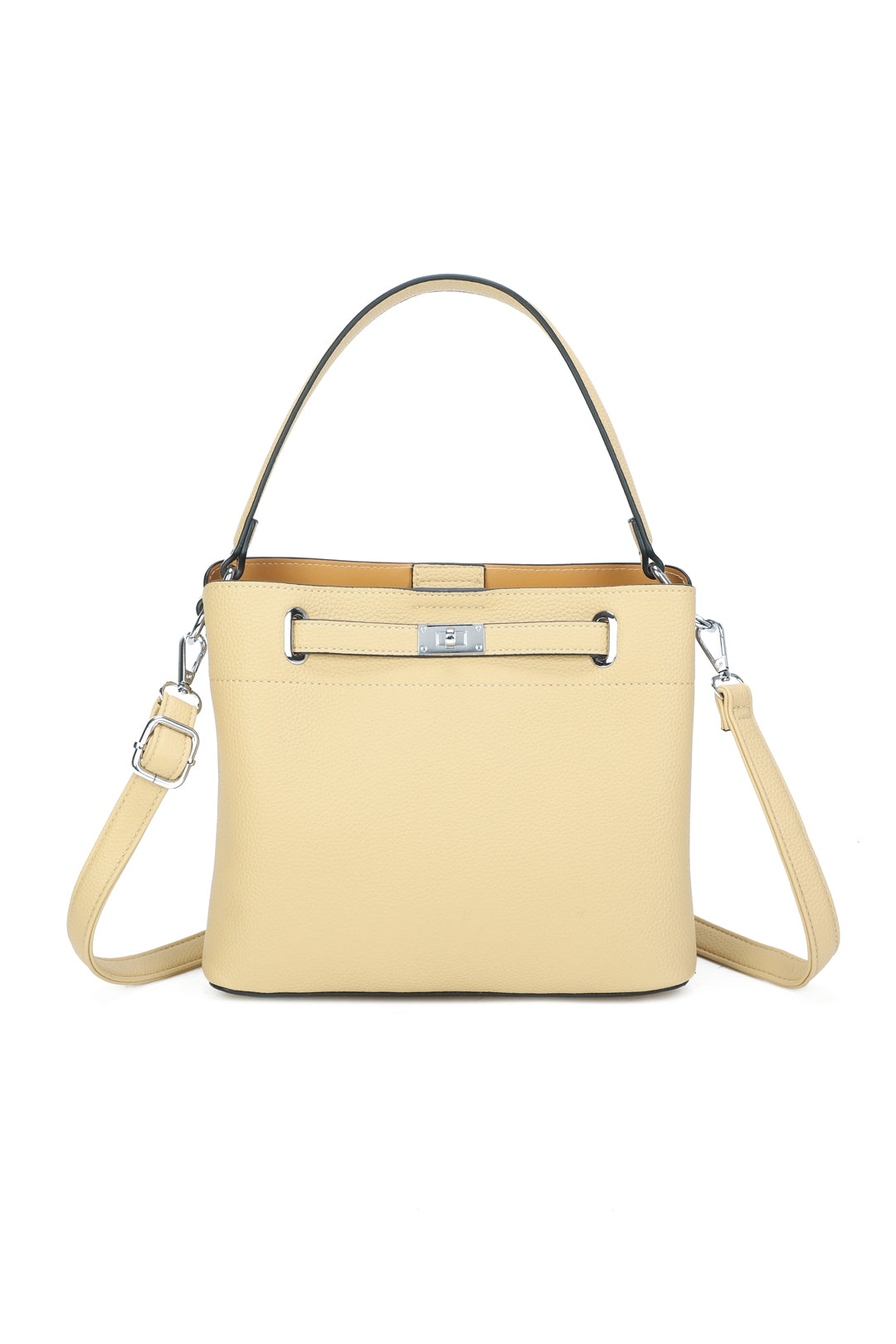 Enro Triple Compartments PU Leather Top Handle Bag With A Lock - RB250953