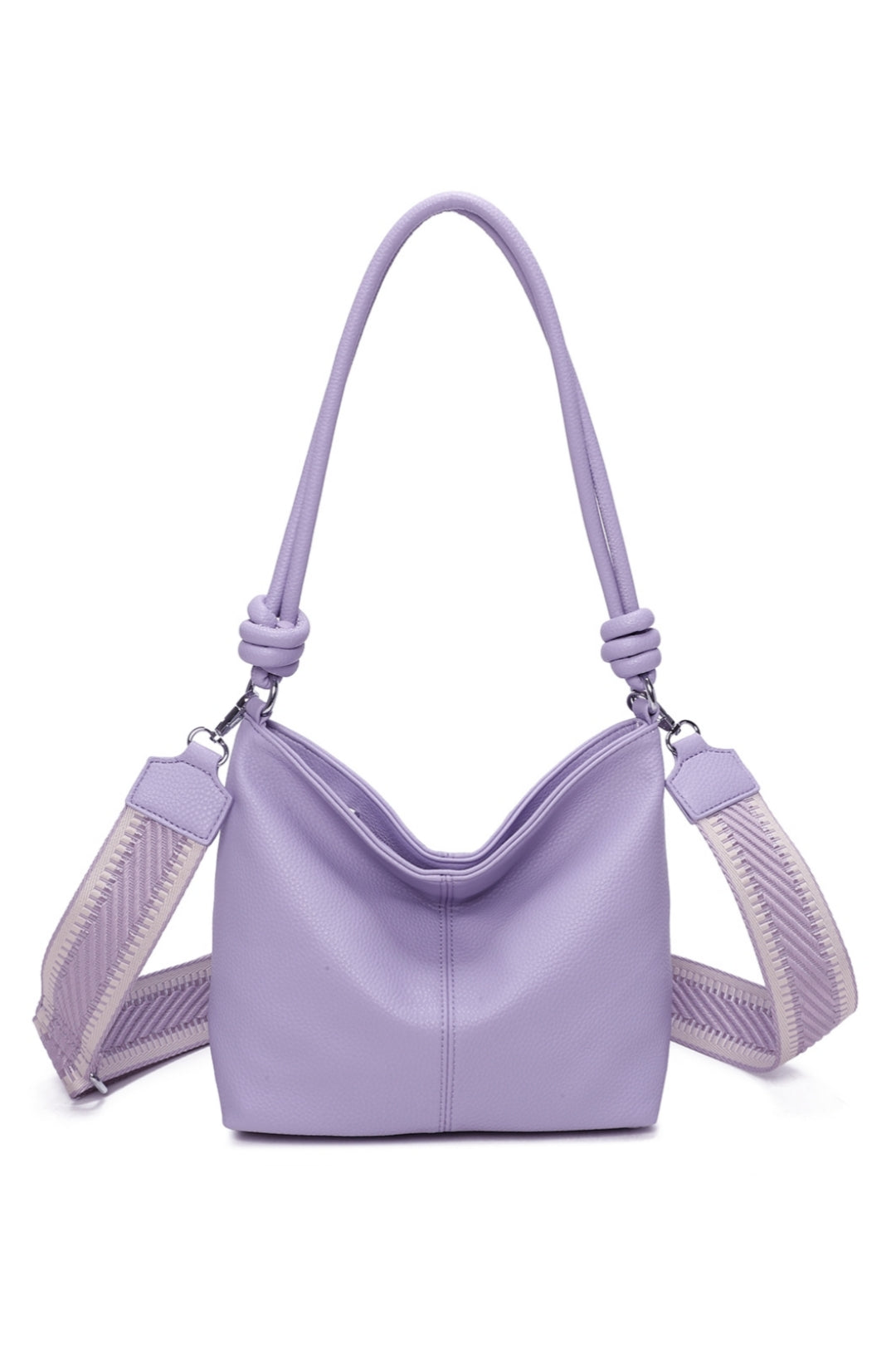 Velora PU Leather Shoulder Hobo Bag with Braided and Canvas Strap - RB241032