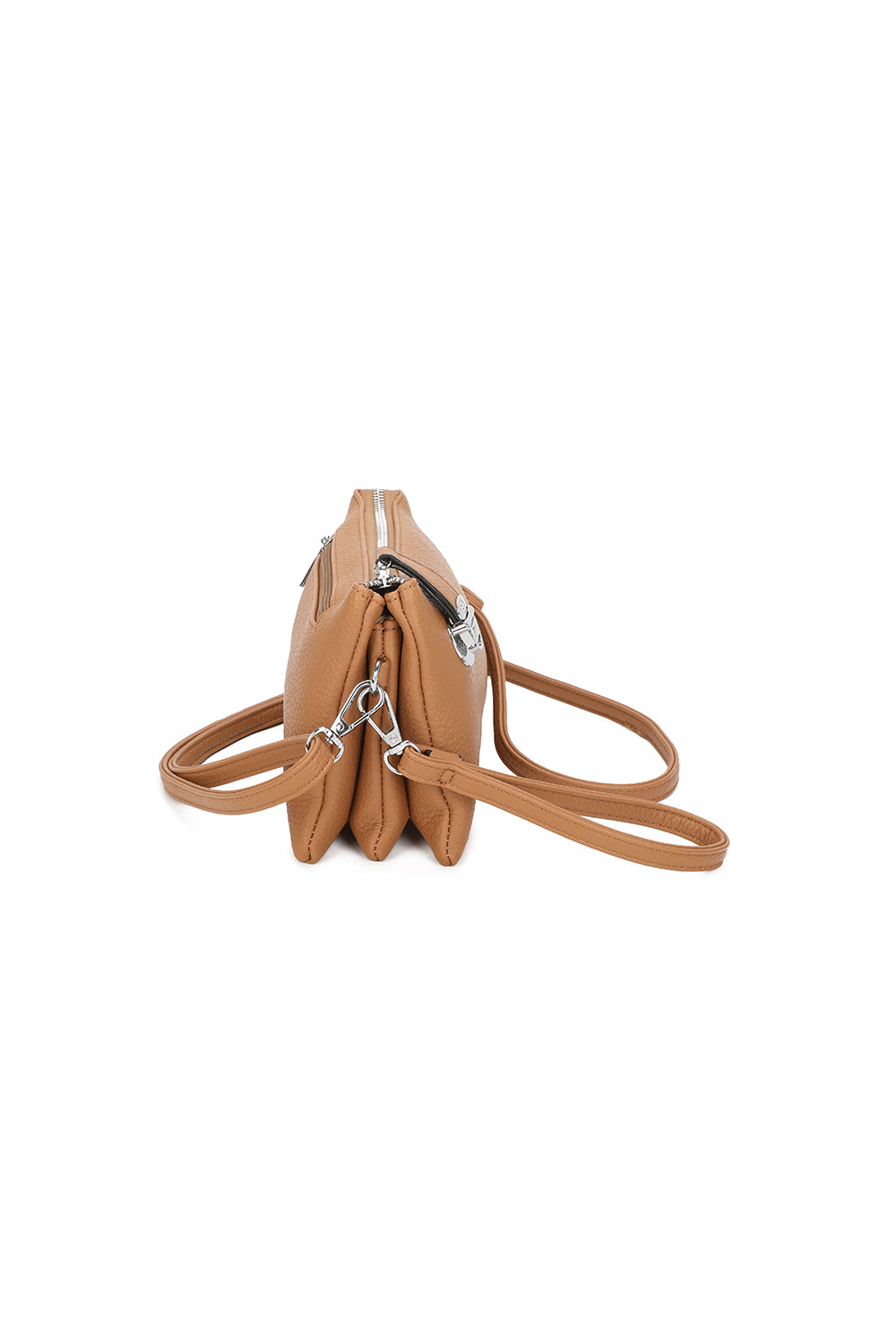 Elara PU Leather Triple Compartment Crossbody Bag With Fixed Lock - RM250611