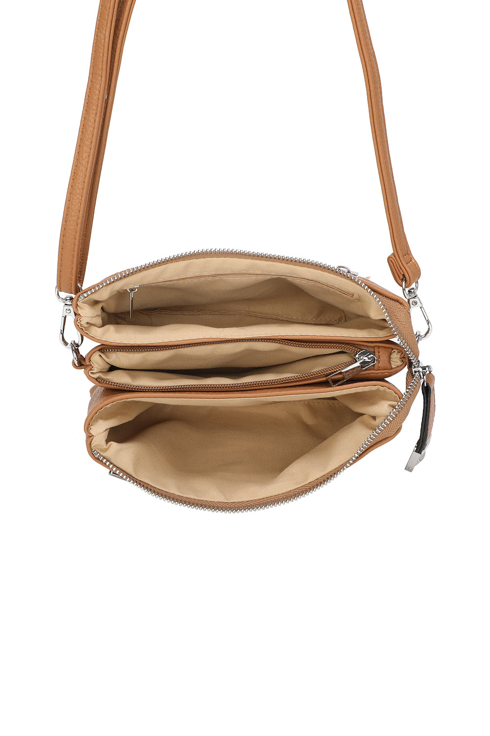 Elara PU Leather Triple Compartment Crossbody Bag With Fixed Lock - RM250611