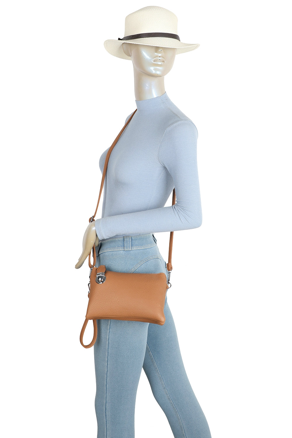 Elara PU Leather Triple Compartment Crossbody Bag With Fixed Lock - RM250611