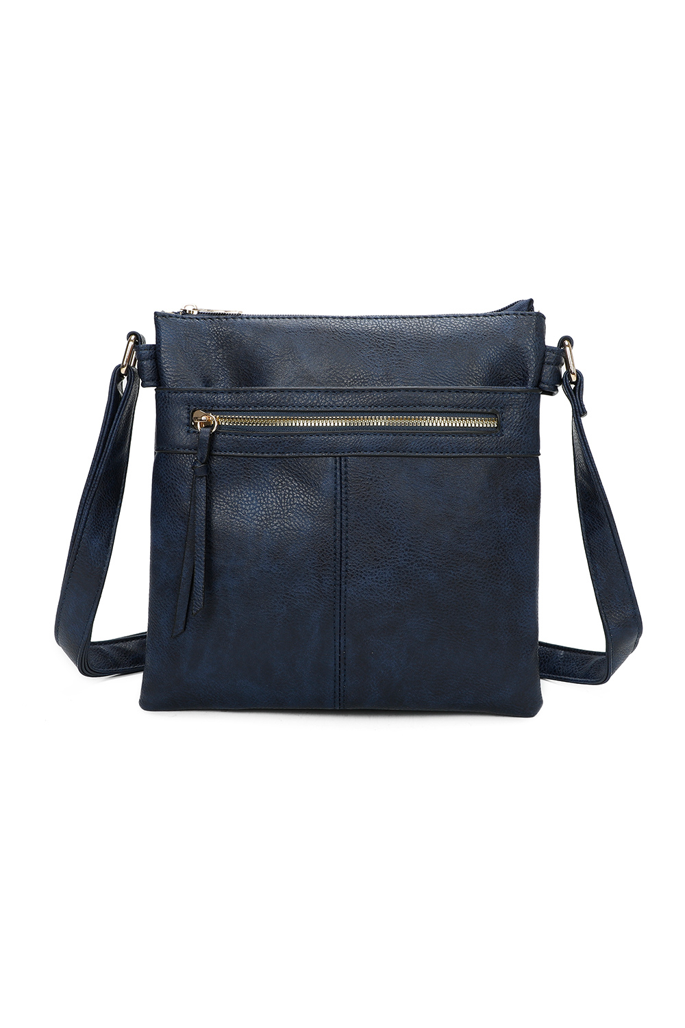 Perry Triple Zip PU Leather Crossbody Messenger Bag