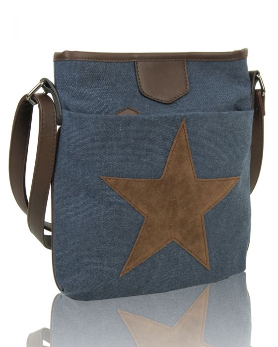 Canvas Star Patterned Cross-Body Bag