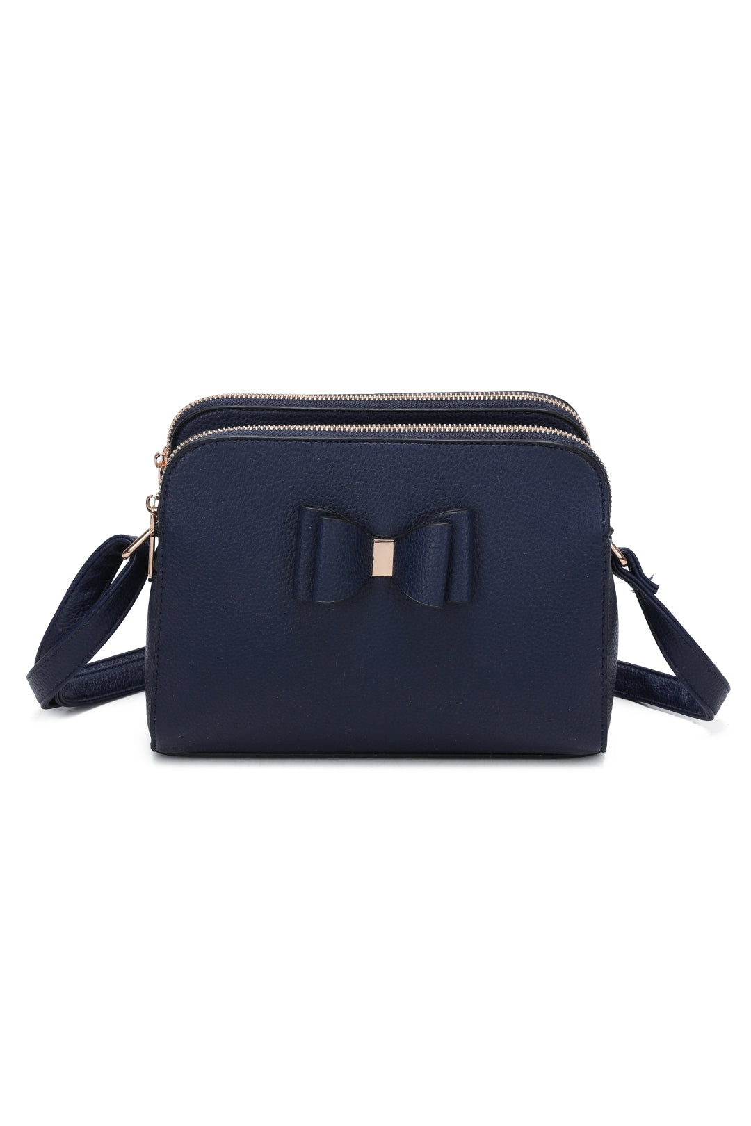 Gabby Triple Zip Tri-Compartments PU Butterfly Bow Crossbody Bag - RB230922