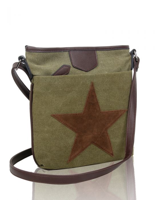 Canvas Star Patterned Cross-Body Bag