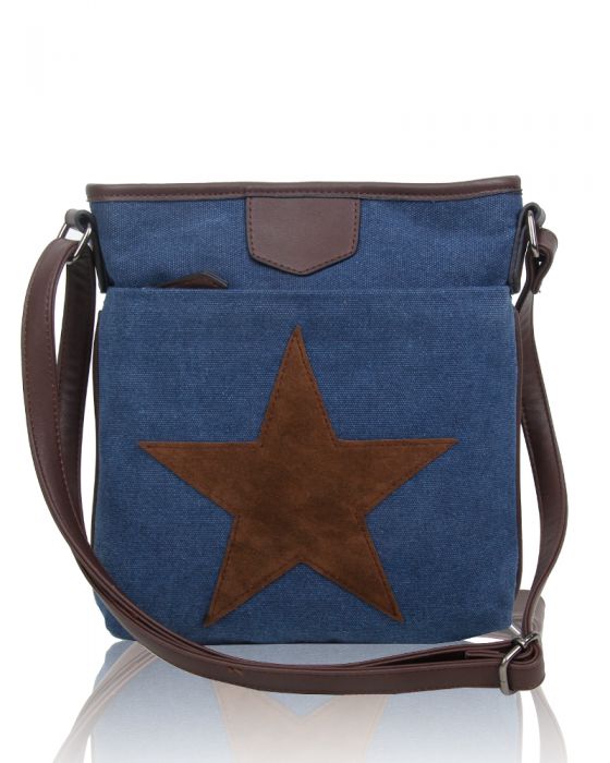 Canvas Star Patterned Cross-Body Bag