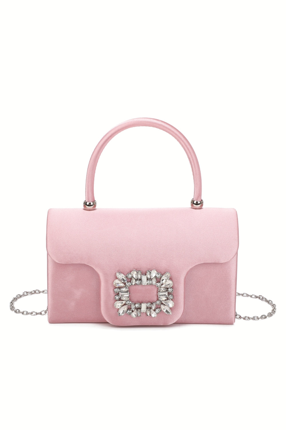 Starlit Satin Top Handle Clutch Bag With Diamond Decoration - RZ2531