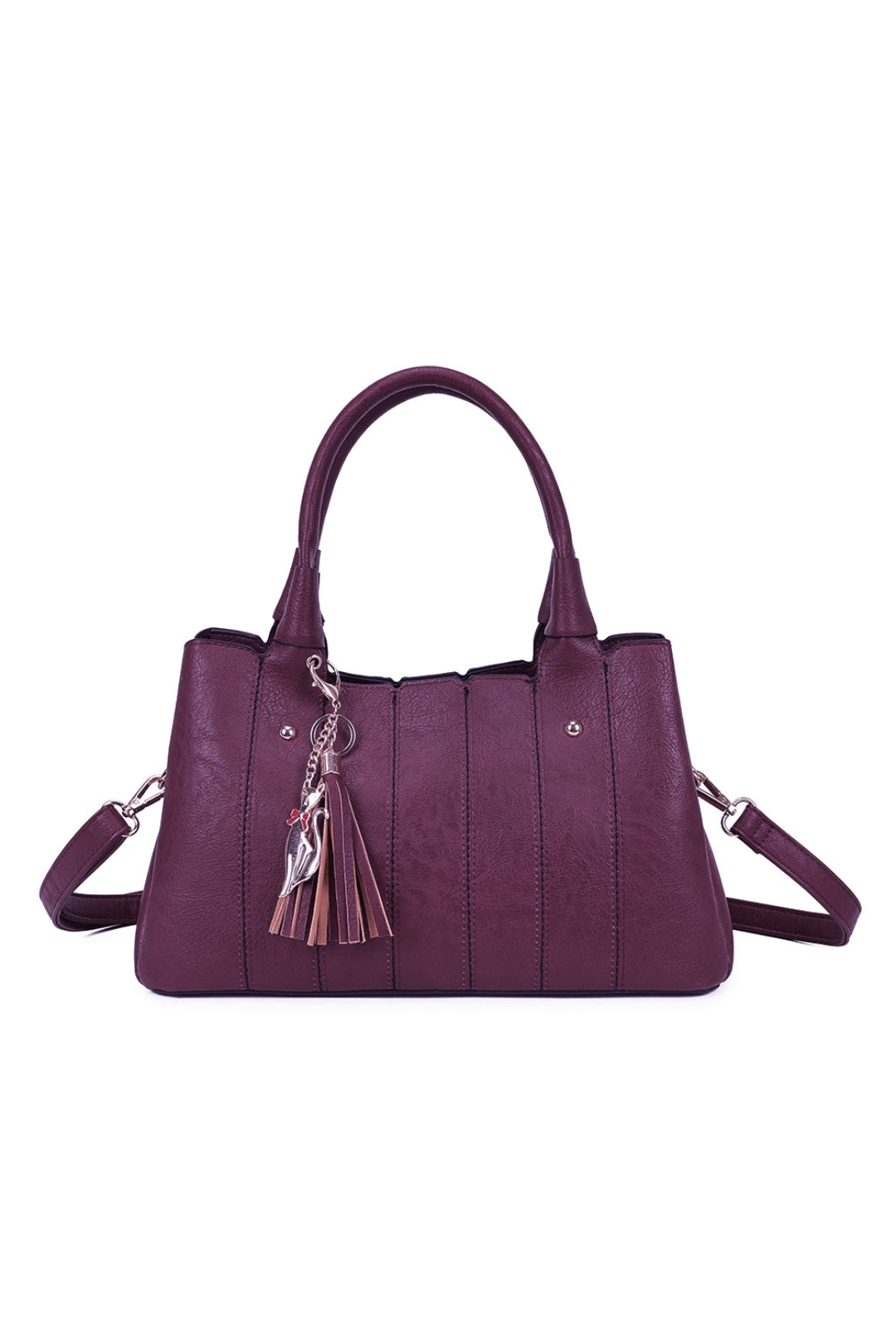 Katze Striped PU Leather Tote Shoulder Handbag with Kitten Charm(RB170853)