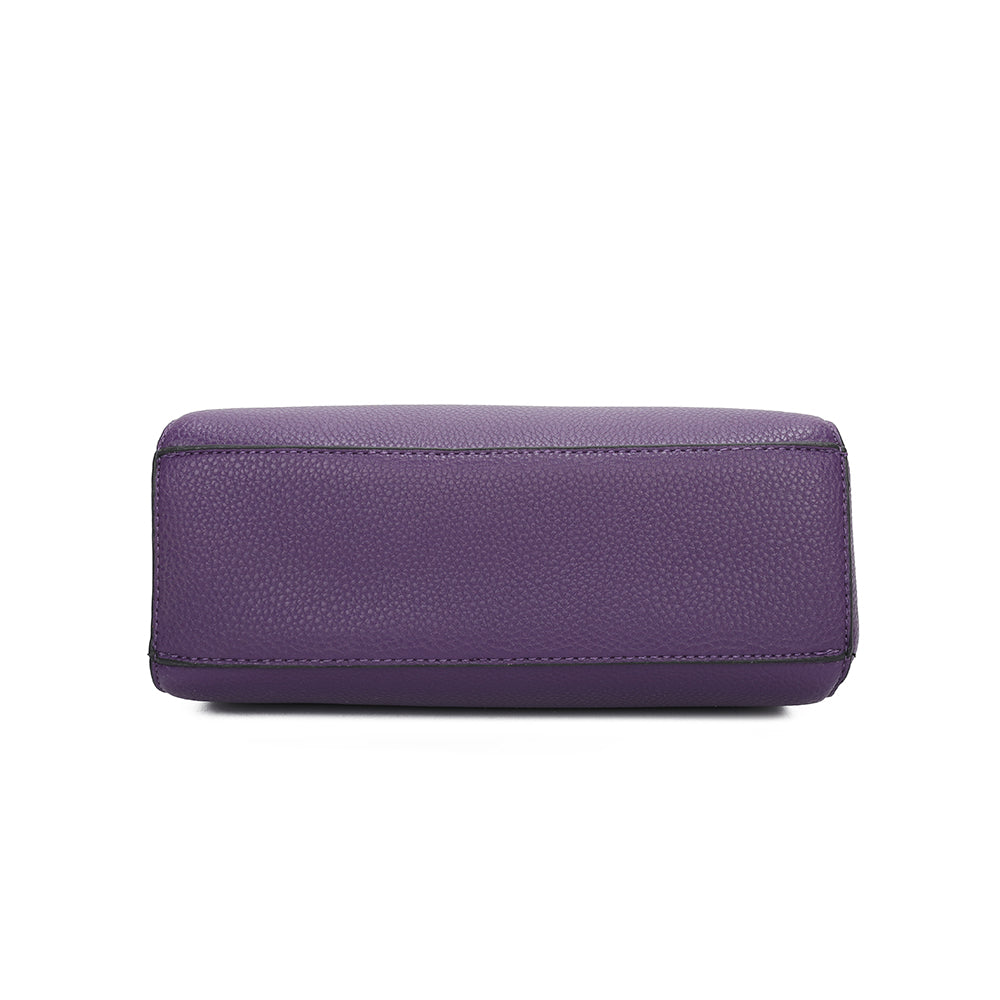 Metz Twin Rings Charm Three Zipped Sections PU Leather Crossbody Bag - RB230621
