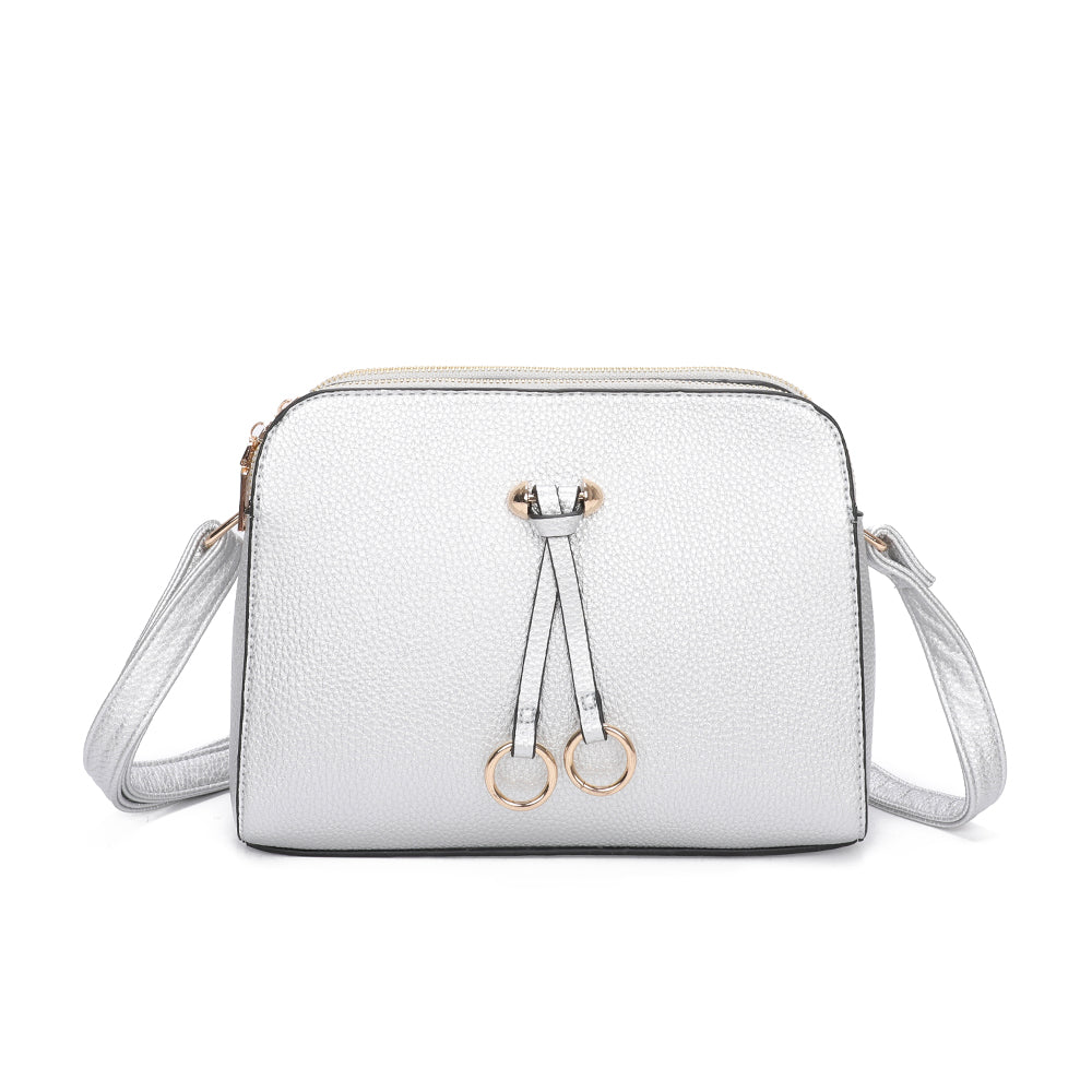 Metz Twin Rings Charm Three Zipped Sections PU Leather Crossbody Bag - RB230621