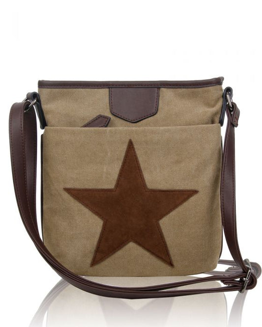 Canvas Star Patterned Cross-Body Bag