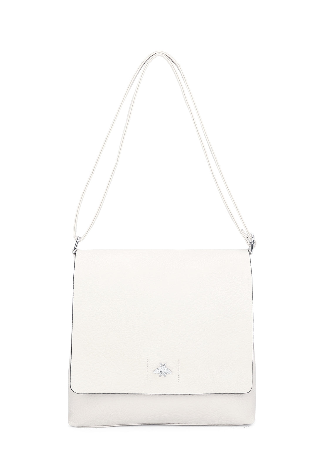 Blanchett Minimalist Flap Bee Badge PU Leather Crossbody Shoulder Bag - RB220813