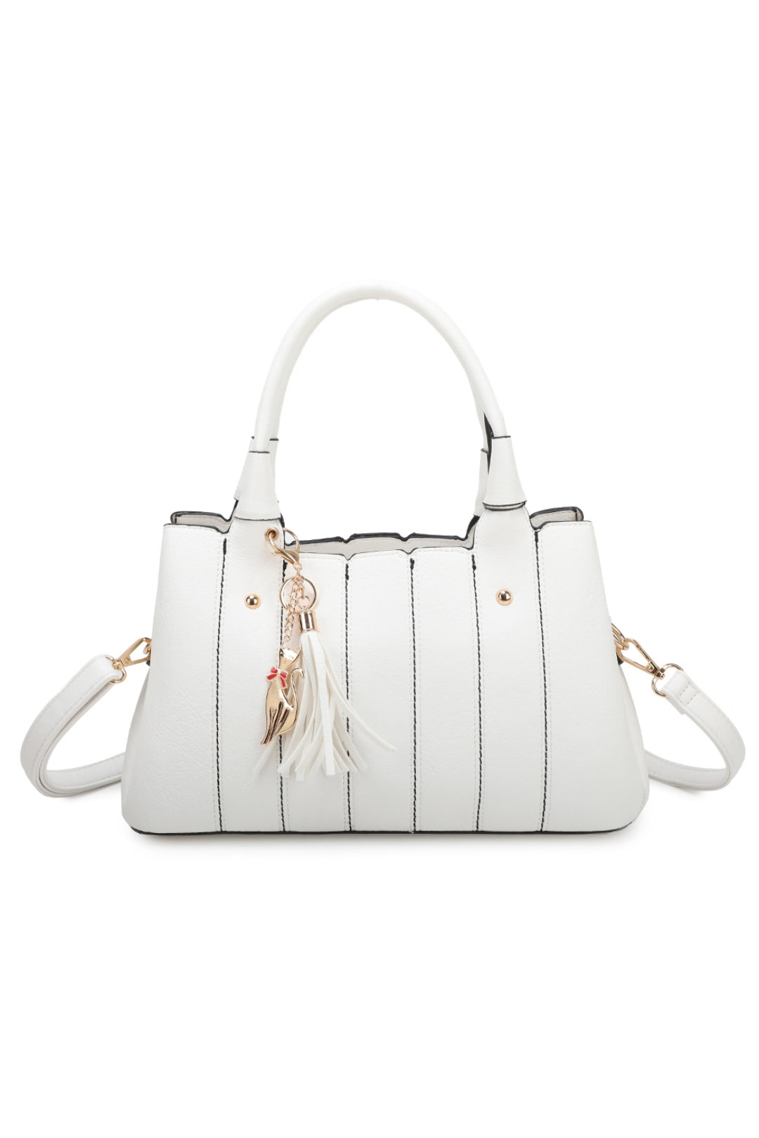 Katze Striped PU Leather Tote Shoulder Handbag with Kitten Charm(RB170853)